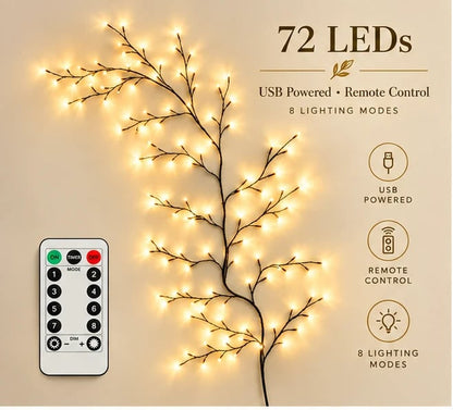 ✨ Flexible LED Branch Lights | Remote-Controlled Holiday Wall Decor
