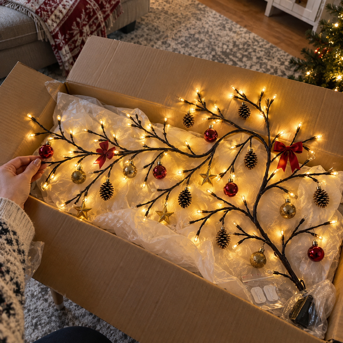 ✨ Flexible LED Branch Lights | Remote-Controlled Holiday Wall Decor